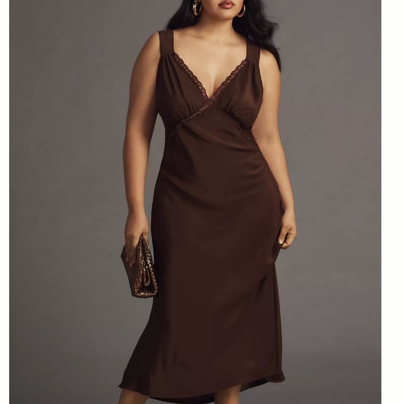 Reformation Provence Silk Dress - Cafe - Picture 1 of 10